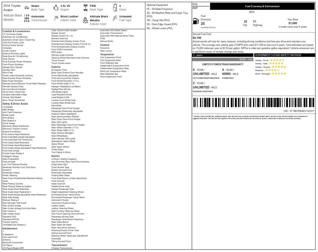 2014 Toyota Avalon XLE Premium