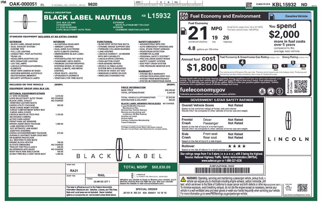 2019 Lincoln Nautilus Black Label